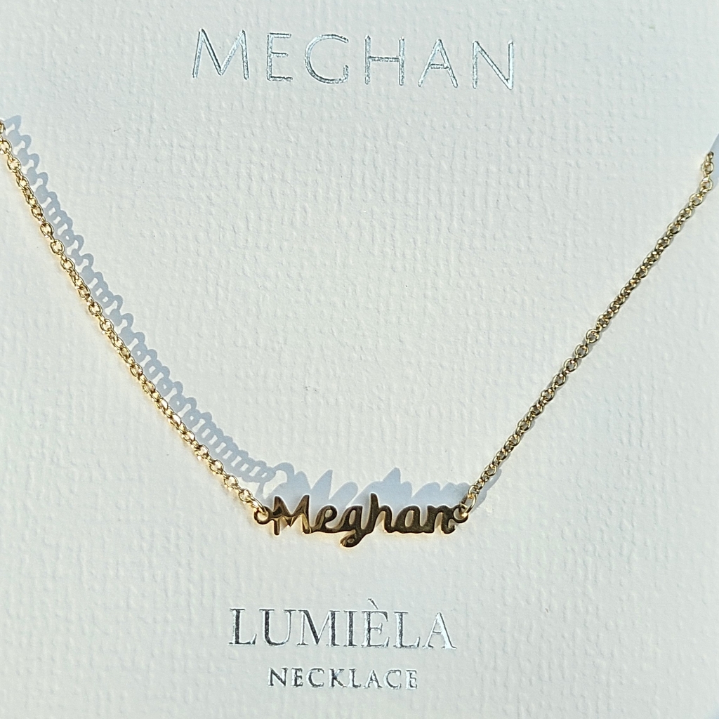 Meghan Script Name Chain Goldtone Necklace 20$